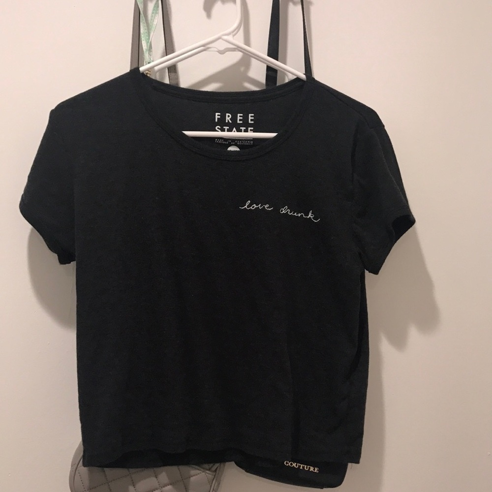 crop dark grey top